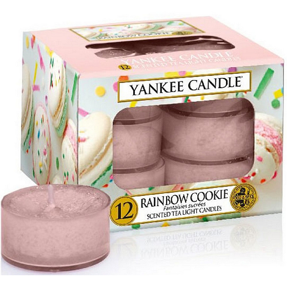 Yankee Candle Rainbow Cookie - Duhové makronky vonná čajová svíčka 12 x 9,8 g