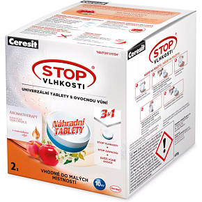 Ceresit Stop Vlhkosti náhradní tablety s ovocnou vůní 2 ks 600g Ceresit Stop Vlhkosti náhradní tablety s ovocnou vůní 2 ks 600g