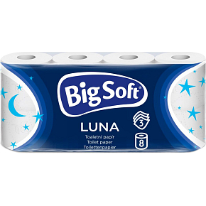 Big Soft Luna 3vrstvý toaletní papír, 8 rolí, 17,6 m role