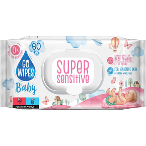 Go Wipes Baby Super Sensitive dětské vlhčené ubrousky, 60 ks Go Wipes Baby Super Sensitive dětské vlhčené ubrousky, 60 ks