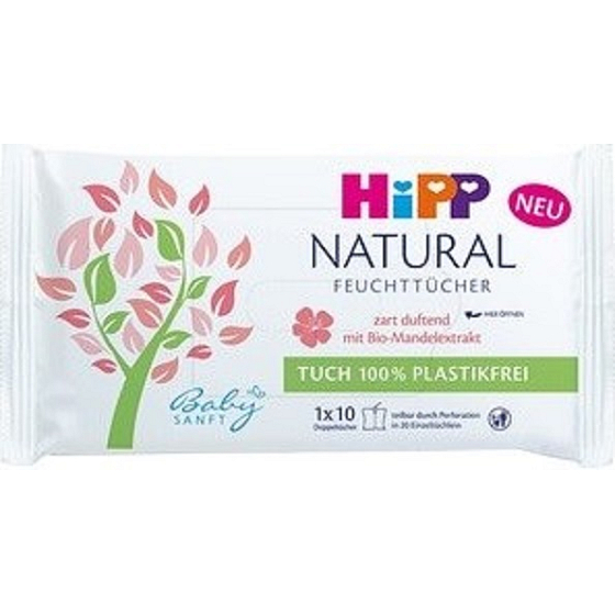 HiPP Babysanft Natural Sensitive čisticí vlhčené ubrousky pro děti 10 kusů