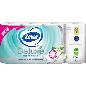 Zewa Deluxe Jasmine Blossom 3vrstvý toaletní papír, 8 rolí, 19,3 m role Zewa Deluxe Jasmine Blossom 3vrstvý toaletní papír, 8 rolí, 19,3 m role