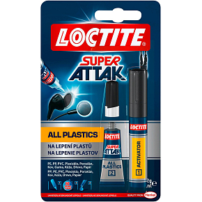Loctite Super Attak Ultra Plastik vteřinové lepidlo obsah 2g + aktivátor, 4 ml