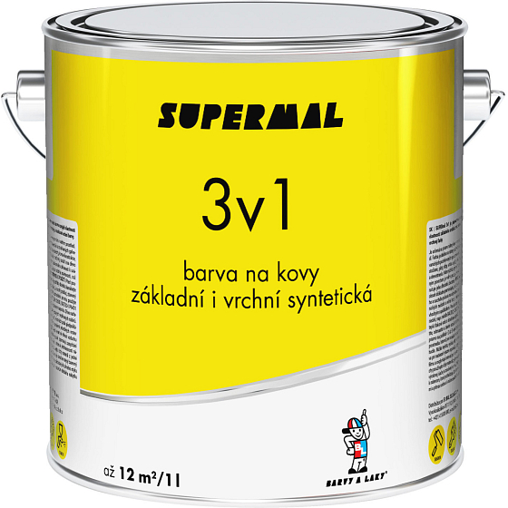 Supermal 3v1 S2177 0199 černá vrchní syntetická barva na kovy, 2,5 l
