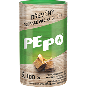 PE-PO dřevěný podpalovač kostičky, 100 podpalů PE-PO dřevěný podpalovač kostičky, 100 podpalů